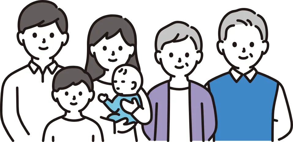 3世代家族のイラスト